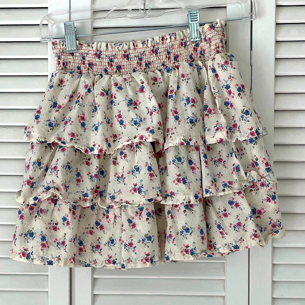 Tucker + Tate Floral Ruffle Skirt - Cream, Blue, Pink